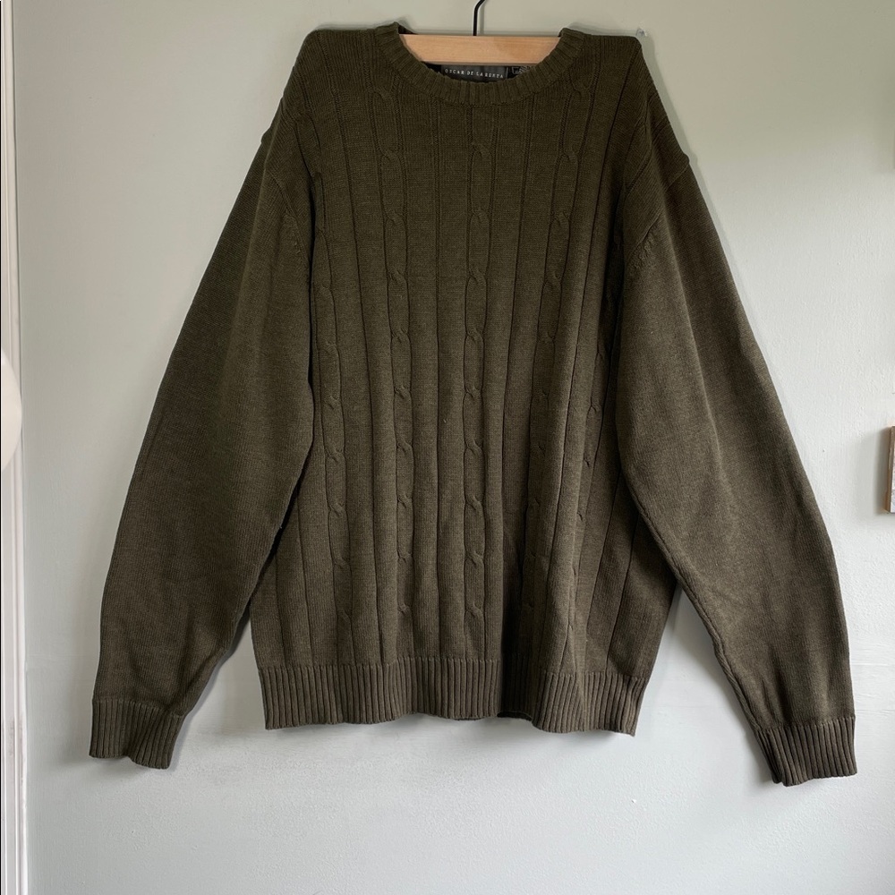 Oscar De La Renta Green Cable‎ Knit Sweater
